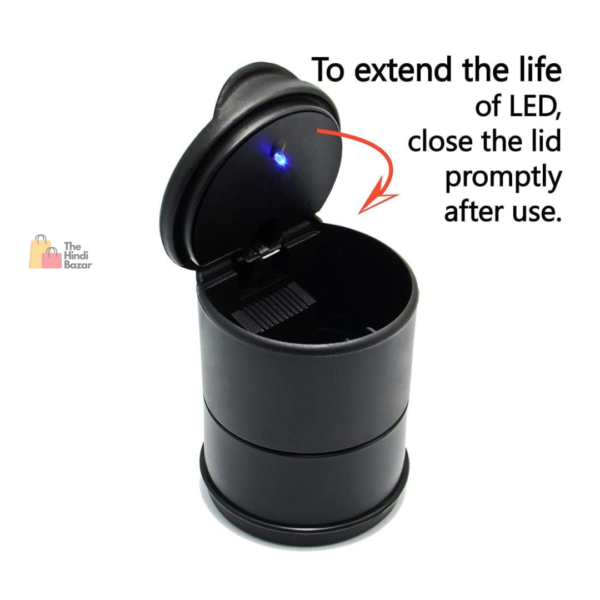LED Portable Car Truck Auto Office Cigarette Ashtray Holder Cup - Black - Image 8