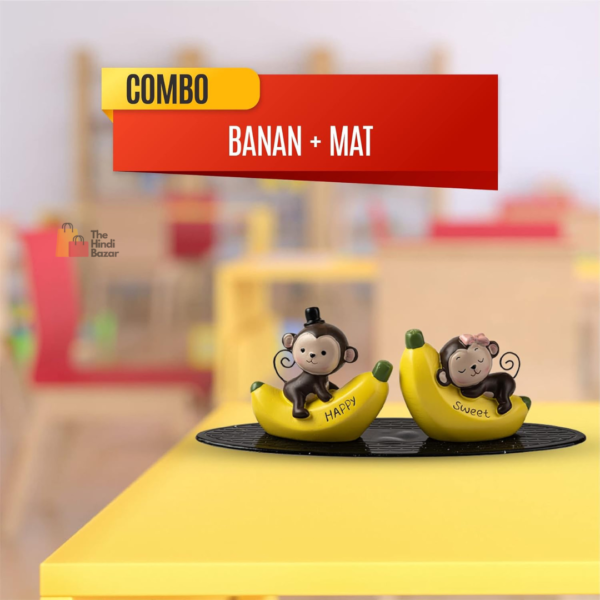 Car Dashboard Toys Car Interior Decoration Idols Ornaments with Anti Slip pad Resin (Banana Monkey)