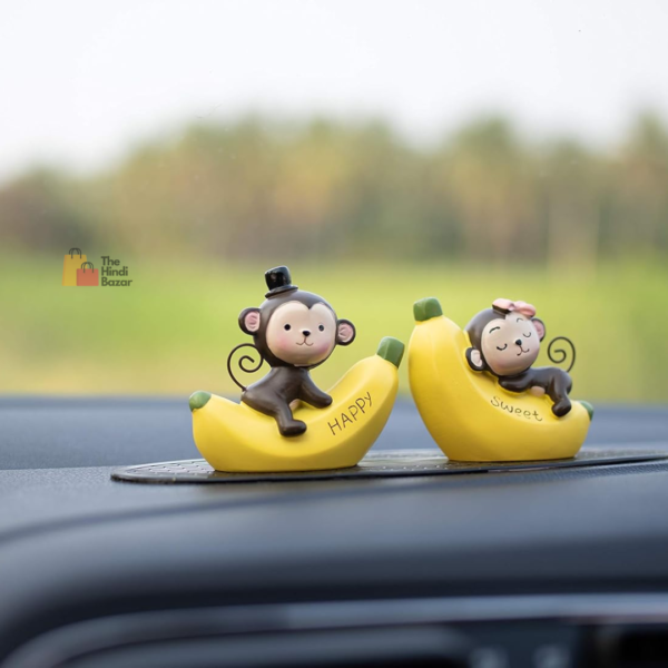 Car Dashboard Toys Car Interior Decoration Idols Ornaments with Anti Slip pad Resin (Banana Monkey) - Image 4