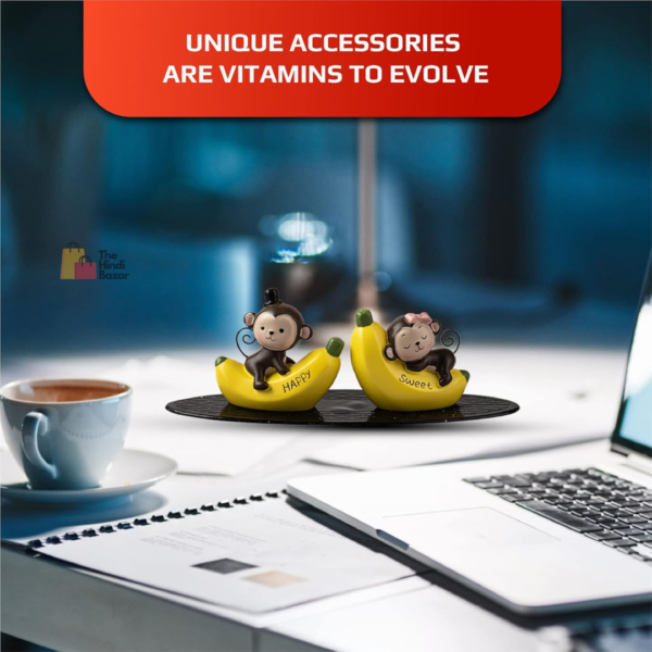 Car Dashboard Toys Car Interior Decoration Idols Ornaments with Anti Slip pad Resin (Banana Monkey) - Image 5