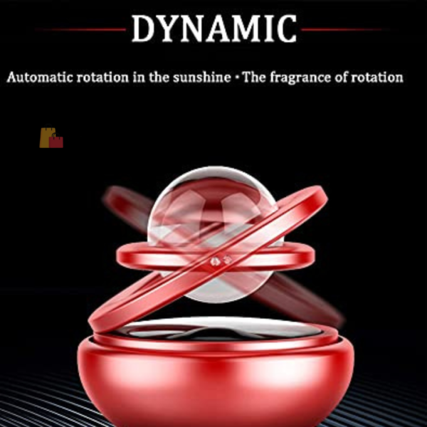 Metal Body Solar-Powered Rotating Red Solar Crystal Car Air Freshener – Elegant Car Dashboard Accessory for Interior Decoration (Pack of 1) - Image 2