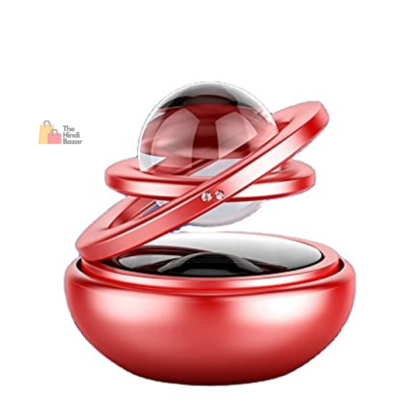 Metal Body Solar-Powered Rotating Red Solar Crystal Car Air Freshener – Elegant Car Dashboard Accessory for Interior Decoration (Pack of 1) - Image 4