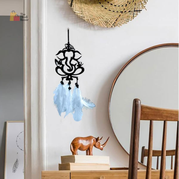 Acrylic Ganesha Car Hanging – Dream Catcher for Car Mirror, Interior Decoration Accessories, Ganesha Hanging for Car (Black, 1 Piece) - Image 3