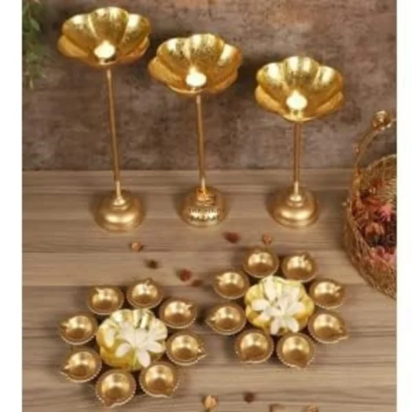 A H D Decorative Urli Bowl Tealight Holder Stand (Set of 3) - Image 3