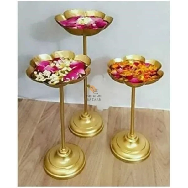 A H D Decorative Urli Bowl Tealight Holder Stand (Set of 3) - Image 2
