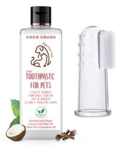 Click to open expanded view   VIDEO      Coco Crush Natural Manual, Adult, Kid Toothpaste & Finger Toothbrush Combo for Pets|Coconut Oil,Peppermint Flavour|Fights Plaque & Tartar|for Dogs,Cats,Puppies,Kittens (50Ml + Brush) - 1.00 Count