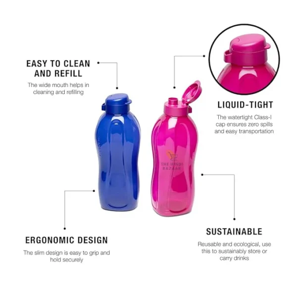 Tupperware Aquasafe Eco Plastic Bottle, 2L, Set Of 2, Purple, 2 Liter - Image 5