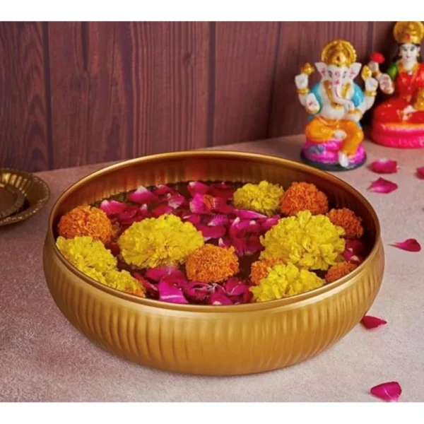 MAXXINN Gold Handcrafted Potpourri Flower Decorative Urli Bowl - Image 5