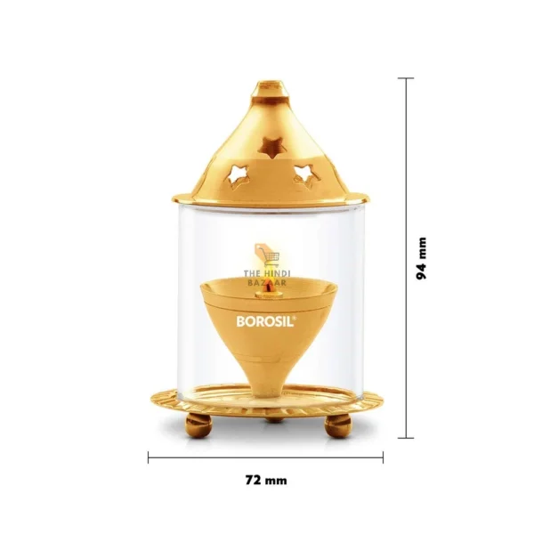 Borosil Akhand Diya (Small, Brass) - Image 2