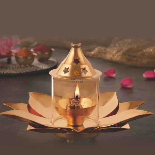 Borosil Brass Kamal Diya (Brass_10.2 Inch X 11.2 Inch X 3.3 Inch) - Image 2