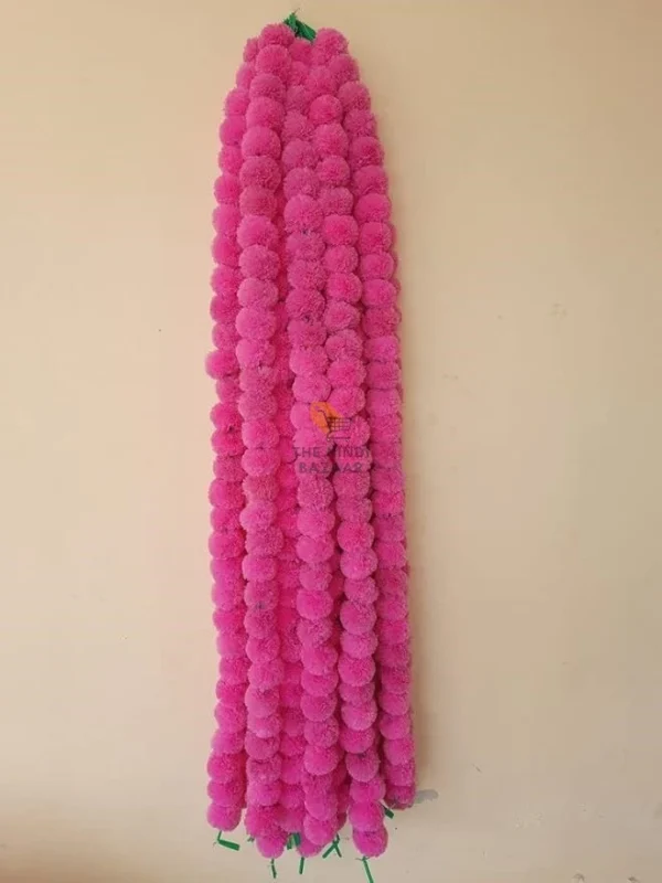 Pack of 10 Pink Artificial Marigold Garlands Flowers - Image 4