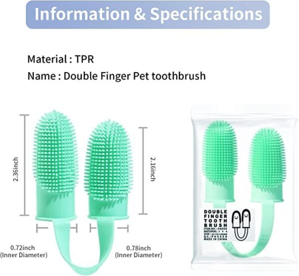 Inralimot Dog Toothbrush Cat Finger, Teeth Cleaning Set Soft Bristles for Easy Dental Care Toothbrush Suitable for Large to Small Dogs Cats and Small Pets Color: Pink or cyan,Manual, Adult - Image 6