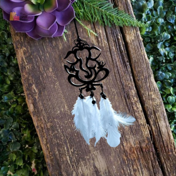 Acrylic Ganesha Car Hanging – Dream Catcher for Car Mirror, Interior Decoration Accessories, Ganesha Hanging for Car (Black, 1 Piece)