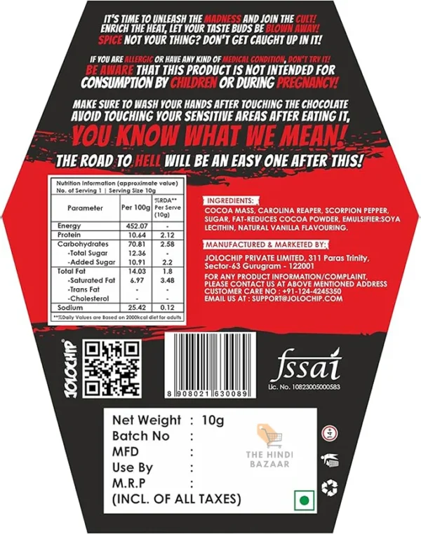 JOLOCHIP Hottest-Chocolate-Challenge | Extreme Spicy Chocolate Bar | 2.2 Million Scoville Heat Units | 10 Grams - Image 6