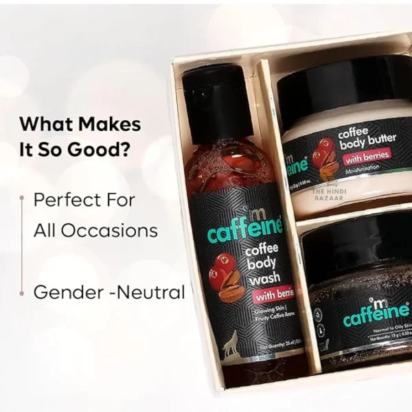mCaffeine Body Care Gift Set with Berries Body Wash, Body Scrub & Body Butter - Image 5