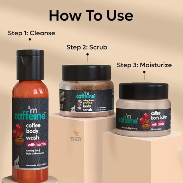mCaffeine Body Care Gift Set with Berries Body Wash, Body Scrub & Body Butter - Image 3