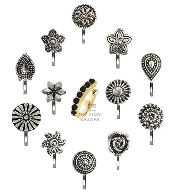 German Silver Nose Pin Ring Studs - Image 2