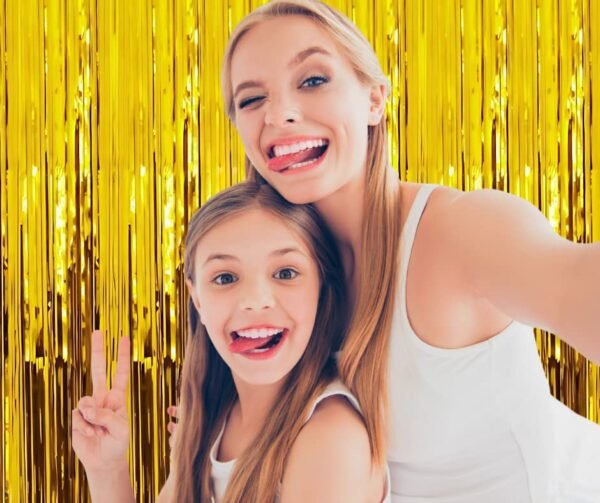 Flyloons Golden Foil Curtains for Birthday Decoration Items Pack of 2 Backdrop Baby Shower Anniversary, Marriage, Bachelorette Party Celebration Theme - Image 6