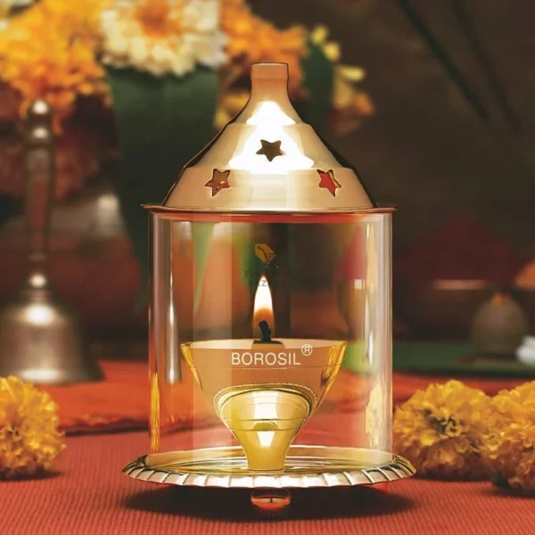Borosil Akhand Diya (Small, Brass) - Image 5