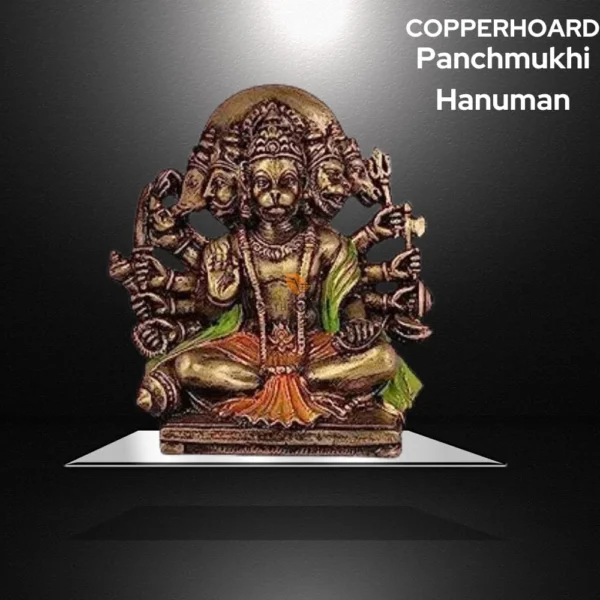 Copperhoard Multi Gold Resin Panchmukhi Hanuman Murti Statue - Image 4