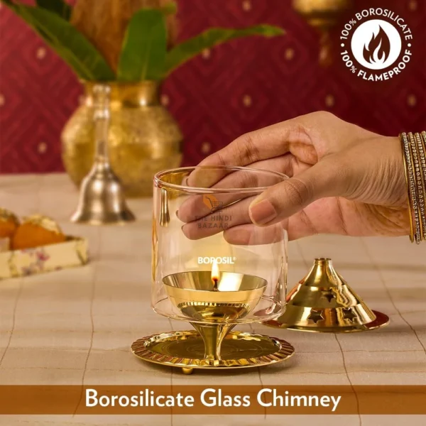 Borosil Akhand Diya (Medium, Brass) (HDADBTRD100) - Image 3