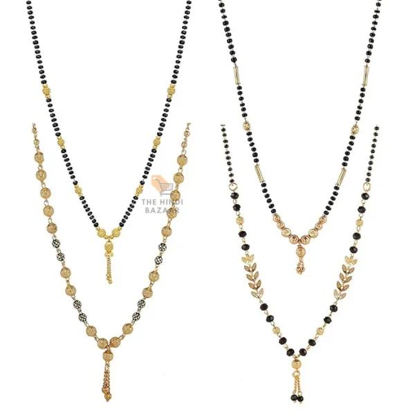 One Gram Gold Plated Combo of 4 Mangalsutra Necklace Pendant - Image 4