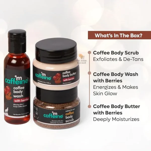 mCaffeine Body Care Gift Set with Berries Body Wash, Body Scrub & Body Butter - Image 4