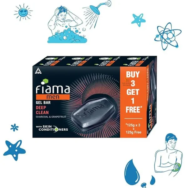 Fiama Men Deep Clean Gel Bar, With Charcoal, Grapefruit