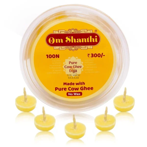 Cycle Pure Om Shanthi Cow Ghee Diya 100 Ready-to-Use Wicks