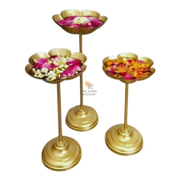 A H D Decorative Urli Bowl Tealight Holder Stand (Set of 3)