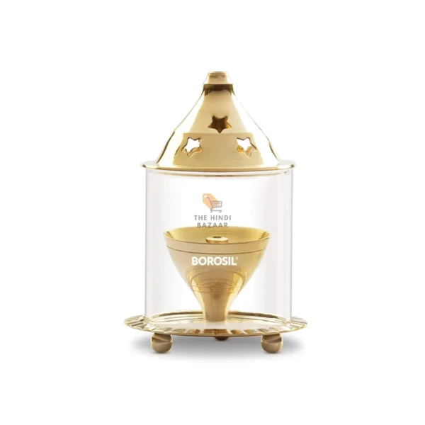 Borosil Akhand Diya (Small, Brass)