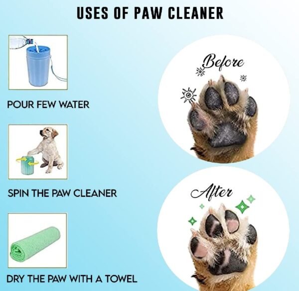 Yuppy Puppy Dog Paw Washing Cup Pet Paw Cleaner Portable Dog Paw Washer with Soft Silicone Bristles for Quickly Cleaning Pets Muddy Feet Color May Vary (Paw Cleaner - Small) - Image 9
