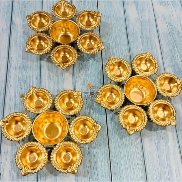 Diya Shape Flower Decorative Urli Bowl (7 inches) - Image 3