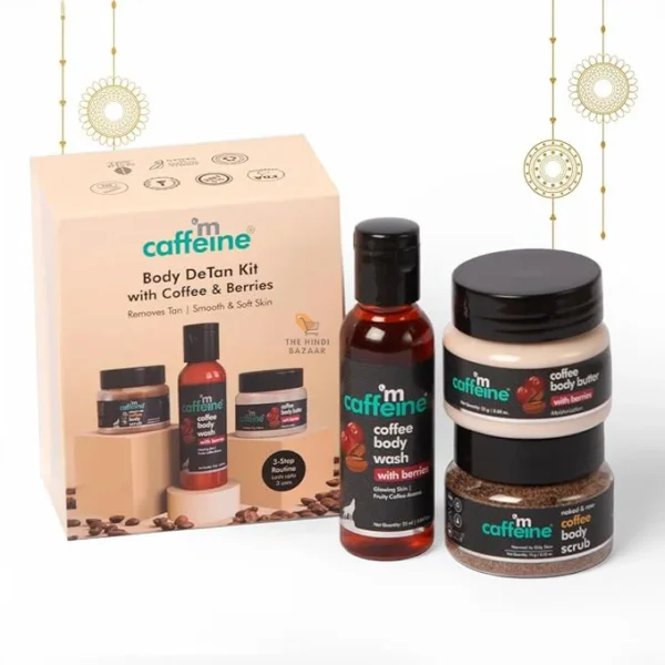 mCaffeine Body Care Gift Set with Berries Body Wash, Body Scrub & Body Butter
