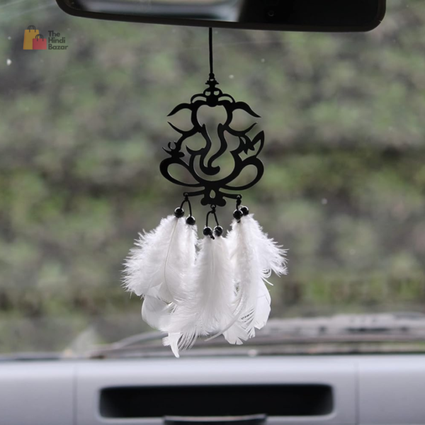 Acrylic Ganesha Car Hanging – Dream Catcher for Car Mirror, Interior Decoration Accessories, Ganesha Hanging for Car (Black, 1 Piece) - Image 7