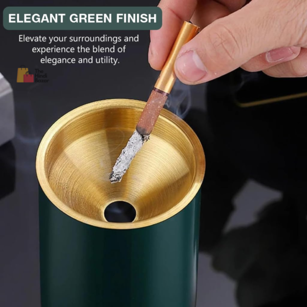 Car Ash Tray Stainless Steel Ashtray, Green Windproof Ashtray with Funnel Lid, Car Ash Tray Table Ash Tray for Home Office, 3.9 x3.9 x3.9 inches (Green) - Image 4