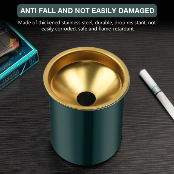 Car Ash Tray Stainless Steel Ashtray, Green Windproof Ashtray with Funnel Lid, Car Ash Tray Table Ash Tray for Home Office, 3.9 x3.9 x3.9 inches (Green) - Image 5
