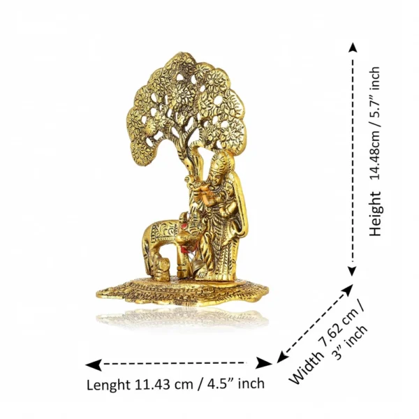 CraftVatika Radha Krishna Gift with Cow Calf Statue Murti - Image 4