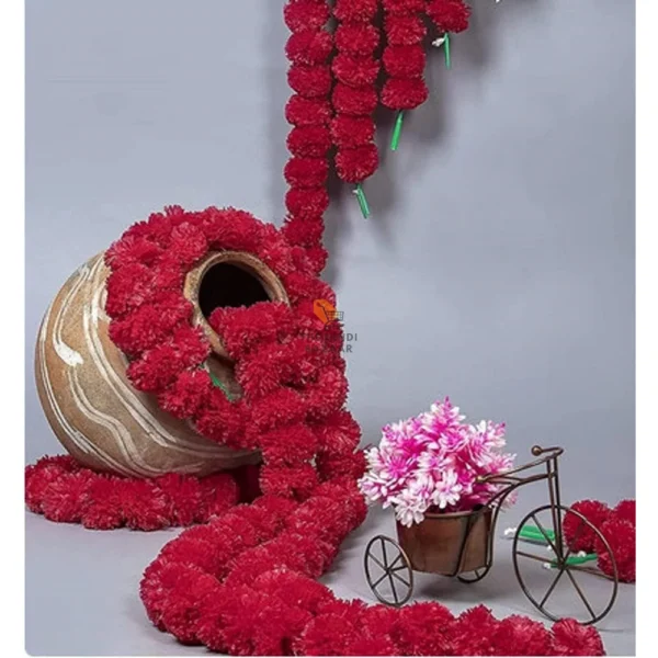 Pack of 10 Rani (pink) Artificial Marigold Fluffy Flowers Garlands