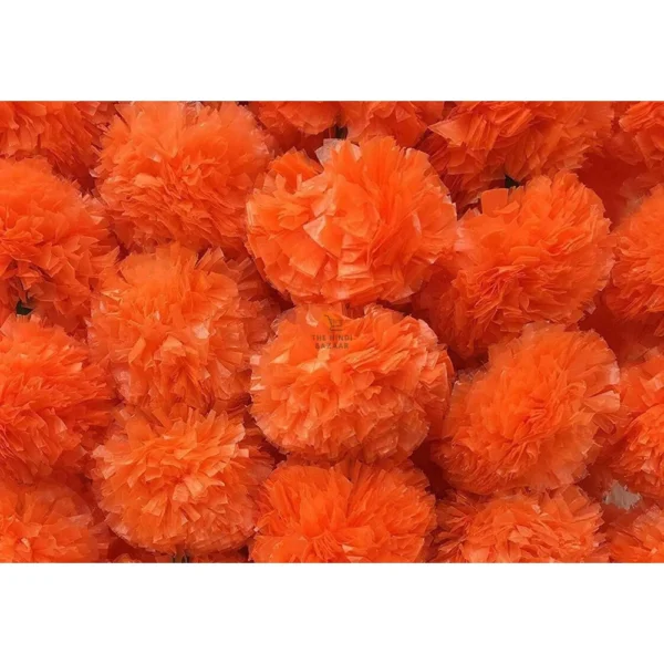 Orange Plastic Artificial Marigold Graland Flowers - Image 4