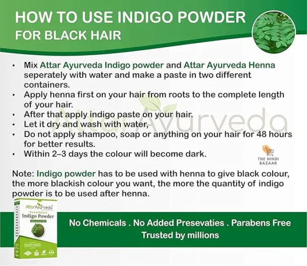 Attar Ayurveda Indigo Powder For Black Hair 200gm - Image 4