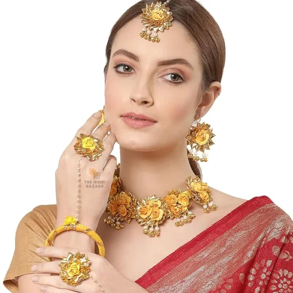 ZENEME Jewellery Set for Women Floret Gota Patti - Image 6