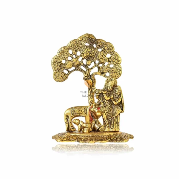 CraftVatika Radha Krishna Gift with Cow Calf Statue Murti