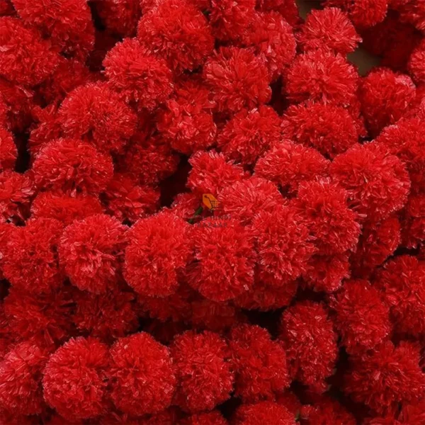 Pack of 10 Rani (pink) Artificial Marigold Fluffy Flowers Garlands - Image 3
