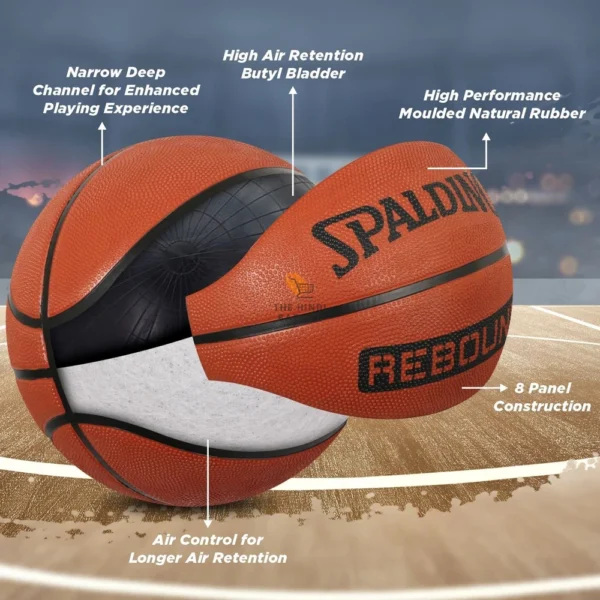 Spalding Rebound Rubber Basketball (Size 7, Orange) - Image 5