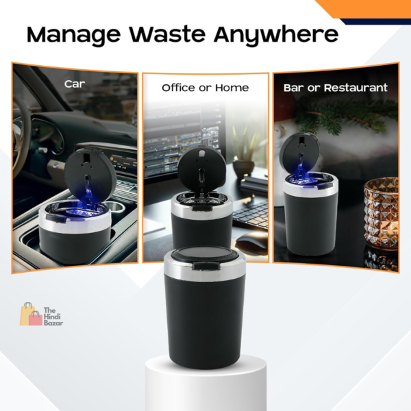 Ash Tray for Car | Stainless Steel Liner | Portable Ash Trays for Smoking for Home | Smell Proof Ashtray with Lid | Truck, Auto, Office, Home, Bar, Travel, Car Ashtray for Cigarette | Black - Image 5