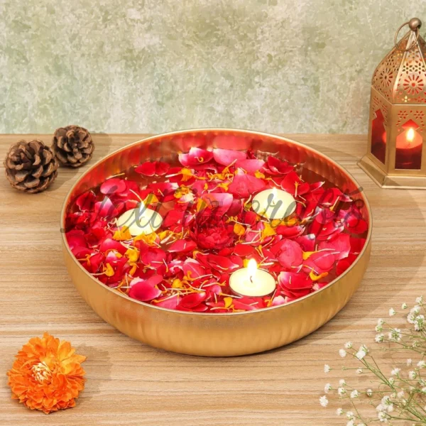 MAXXINN Gold Handcrafted Potpourri Flower Decorative Urli Bowl - Image 6