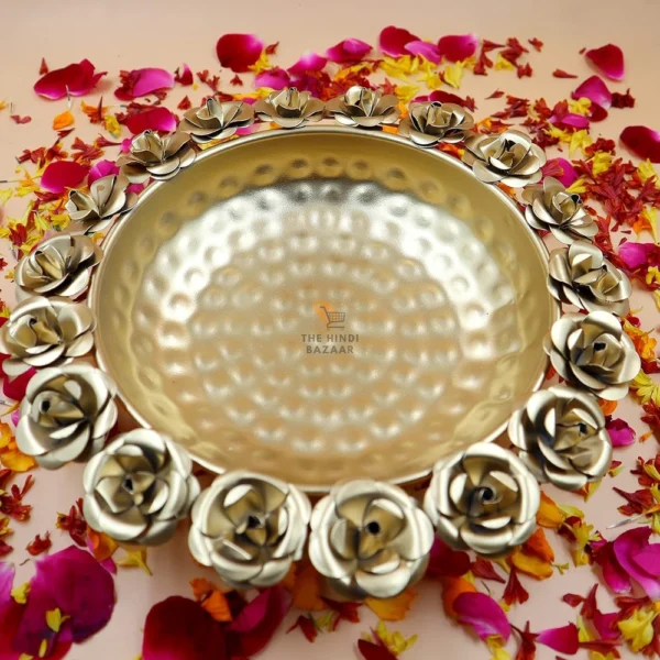 Blessing Decor Diya Shape Flower Decorative Urli (12 inches) - Image 3