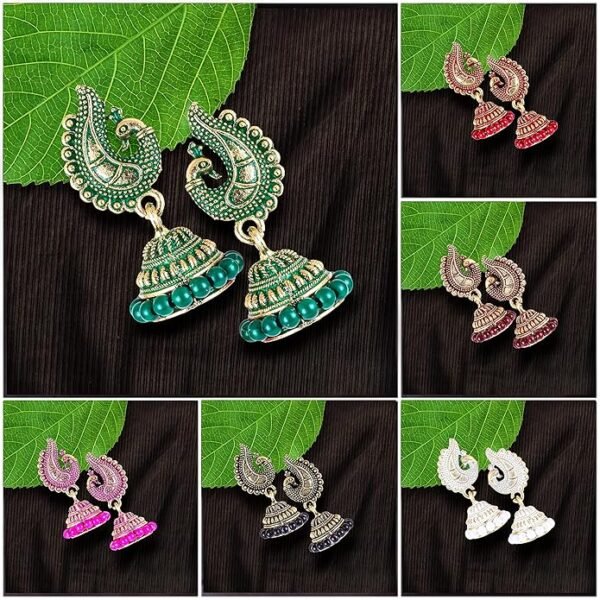 MEENAZ Peacock Jhumkas - Image 3